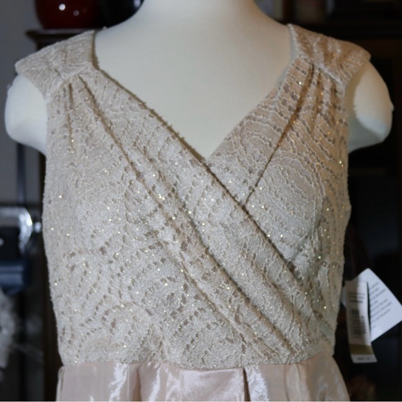 R&M Richards champagne colored hi-lo dress, size 12 - Picture 3 of 16